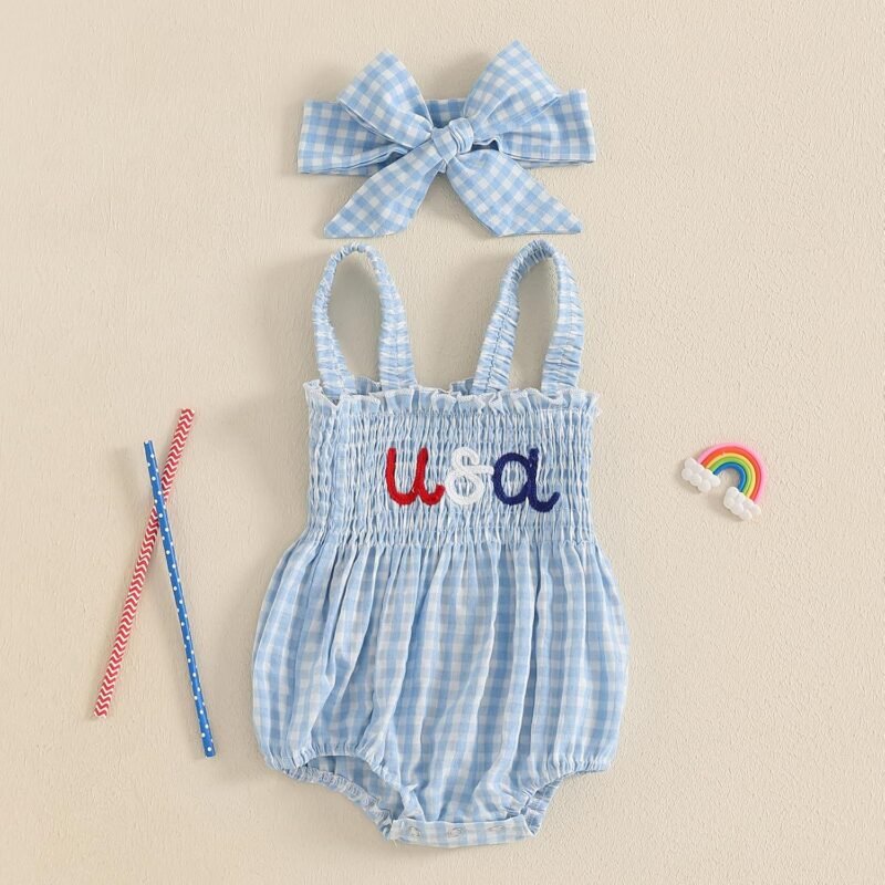 Kuriozud 4th of July Outfits Baby Girl USA Romper Fourth of July Onesie Independence Day Bodysuit Memorial Day Clothes - Image 3