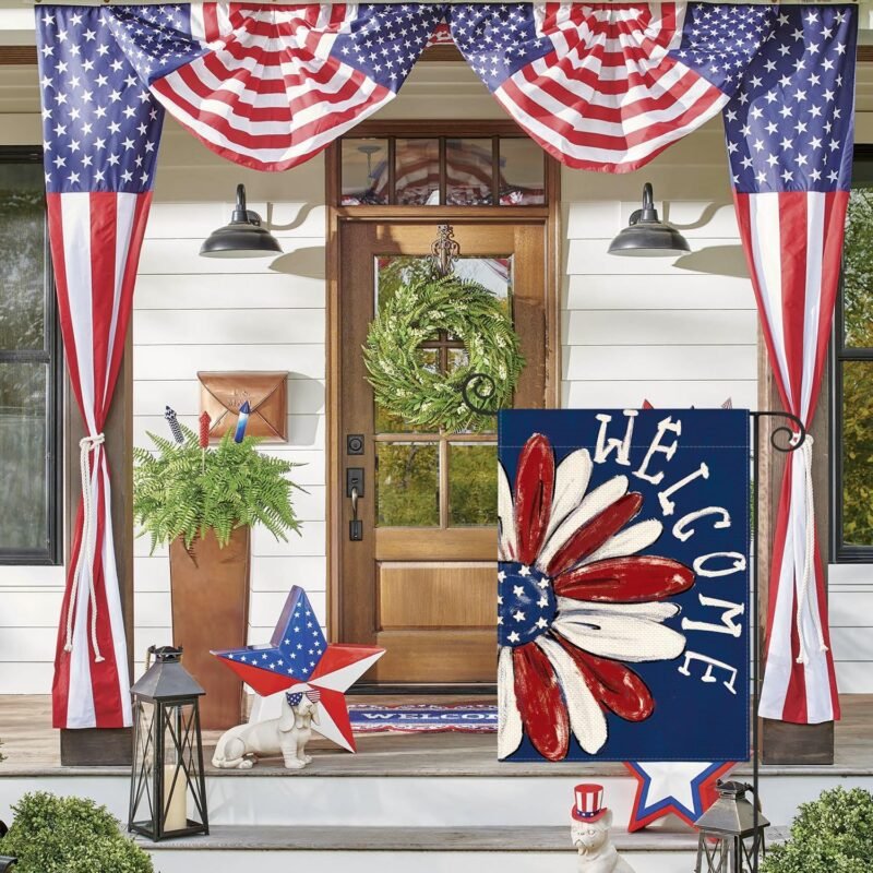 AVOIN colorlife Patriotic 4th of July Garden Flag 12x18 Inch Double Sided Outside, Memorial Day Floral Welcome Daisy Yard Outdoor Decoration - Image 3