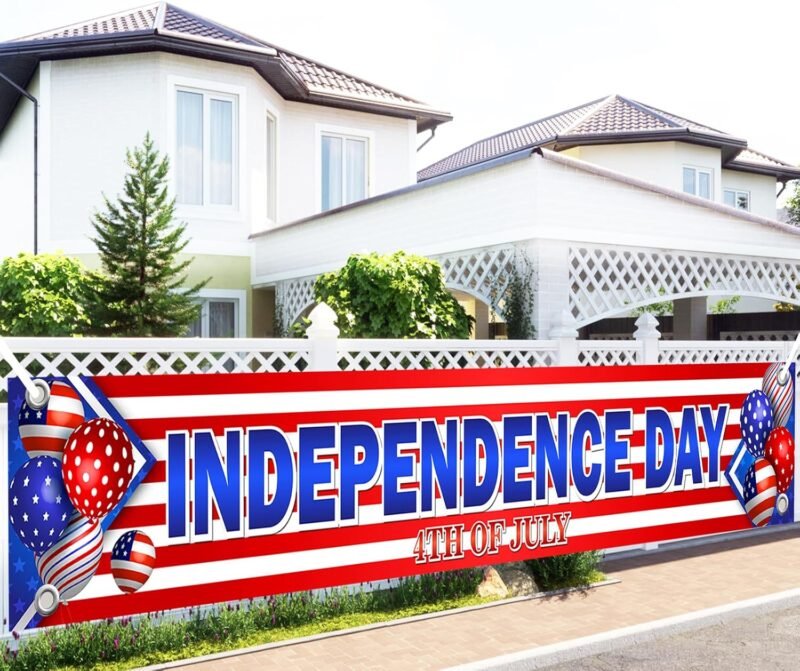YQUQWN, 4th of July Banner - 120 x 20 Inch, Independence Day Banner for Independence Day Decorations, Independence Day Outdoor Backdrop Yard Sign Patriotic Hanging Decor, 4th of July Party Supplies