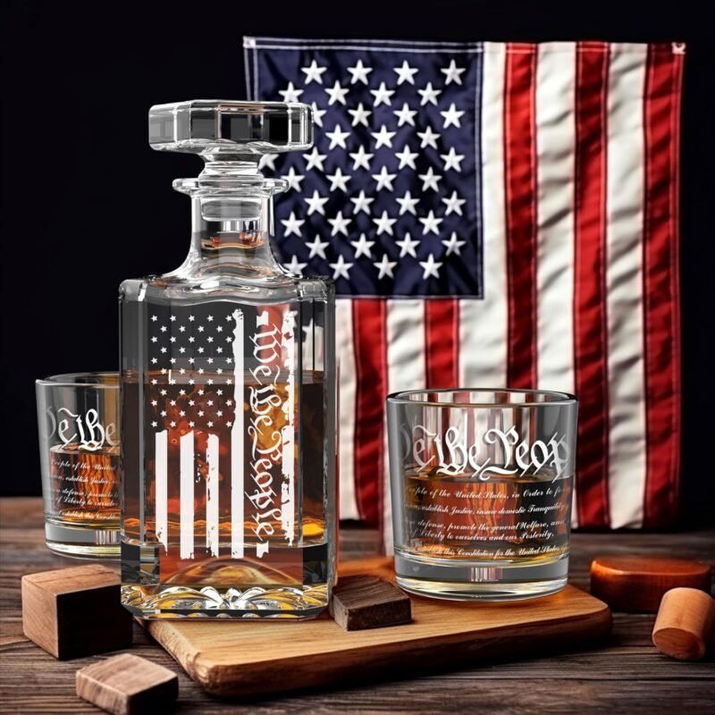 FURSARCAR Personalized Gifts for Men Dad Birthday, Whiskey Decanter Set with 2 Glasses, Cool Mens Fathers Birthday Gift from Daughter Son, Christmas Retirement Present Decanter Sets for Man