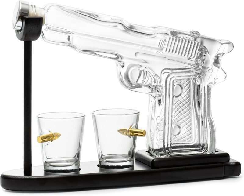 Gifts for Men Dad, 10.1 Oz Whiskey Gun Decanter Set + 2 Bullet Glasses - Unique Birthday Pistol Gift Ideas Daughter Son, Personalized Liquor Dispenser - Scotch Bourbon Vodka, Him, Brother Husband - Image 8