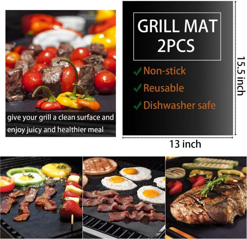 ROMANTICIST 30pcs BBQ Grill Tool Set for Men Dad, Heavy Duty Stainless Steel Grill Utensils Set, Non-Slip Grilling Accessories Kit with Thermometer, Mats in Aluminum Case for Fathers Day Brown - Image 5