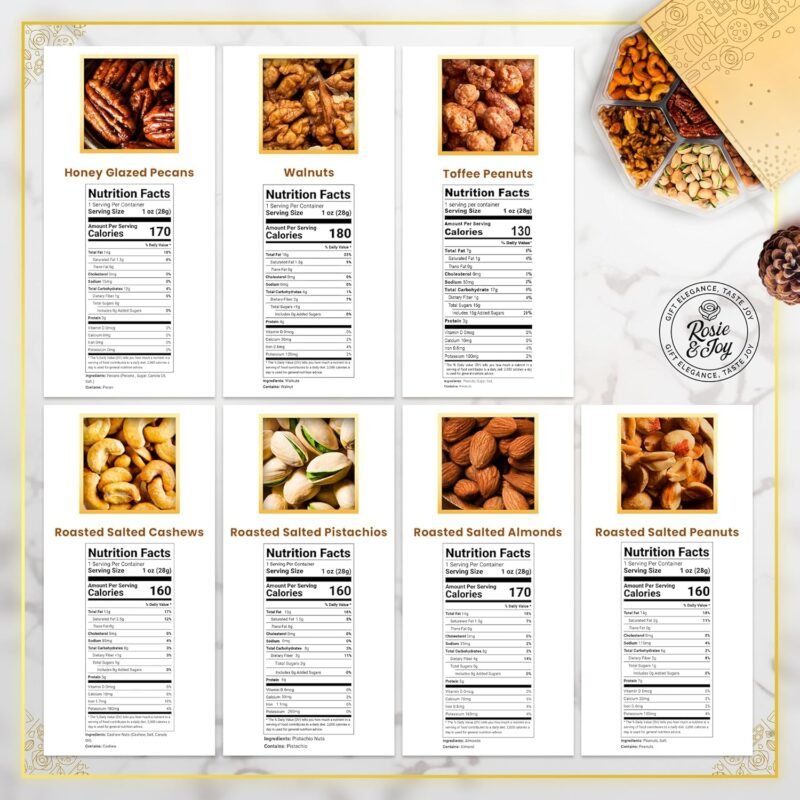 Rosie & Joy Gourmet Mixed Nuts Gift Basket | Gift Platter Includes 7 Assortments of Delicious Premium Nuts, Ideal for Day, Anniversaries & Special Occasions - Image 5