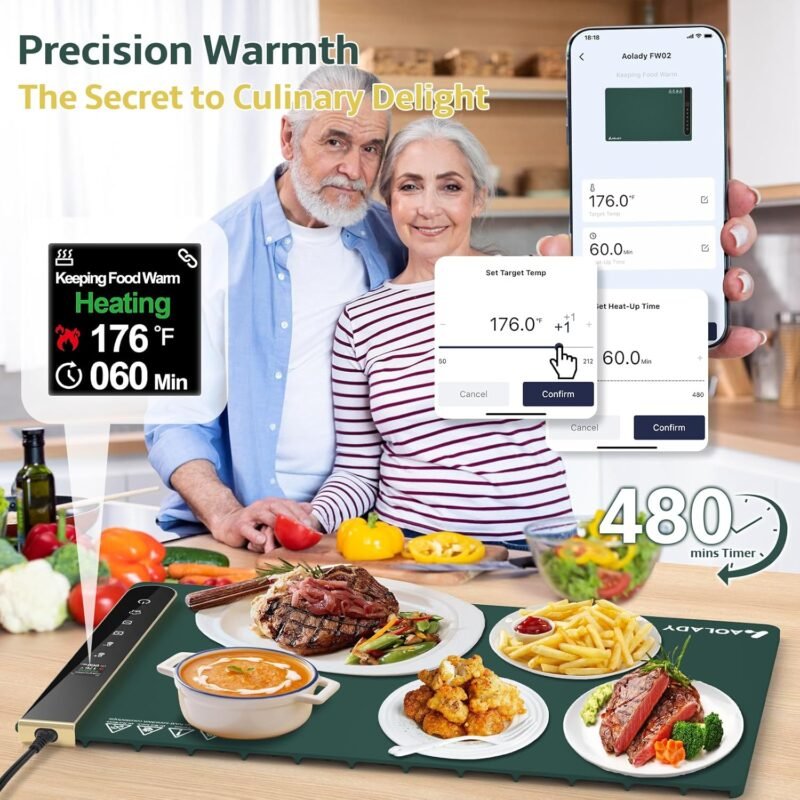 Warming Mat for Food - Portable Food Warmers for Parties with App Control - Warming Trays for Buffets Party Home Essentials Kitchen Gadgets House Warming Gifts New Home Fathers Day Dad Gifts - Image 4