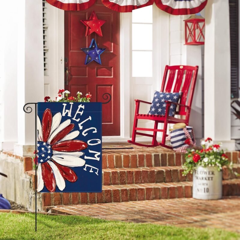 AVOIN colorlife Patriotic 4th of July Garden Flag 12x18 Inch Double Sided Outside, Memorial Day Floral Welcome Daisy Yard Outdoor Decoration - Image 2