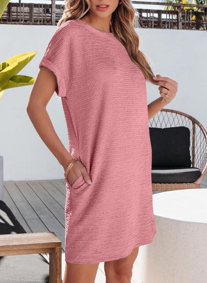 EVALESS Womens Summer Dresses Fashion 2025 Short Sleeve Spring Mini Dress Casual Beach Vacation Clothes Dresses - Image 4