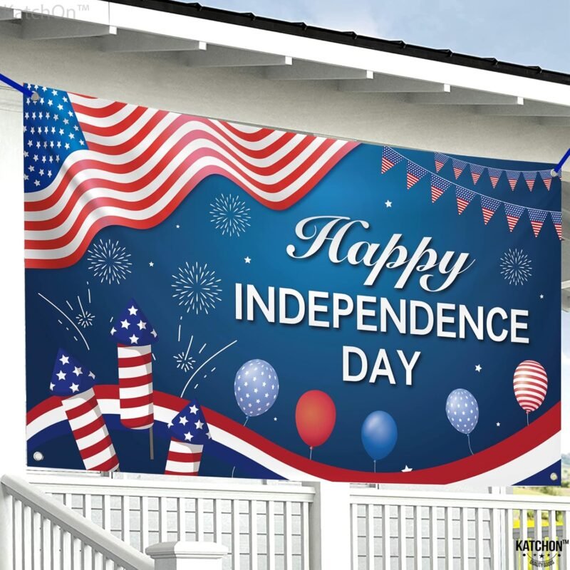 KatchOn, XtraLarge Happy Independence Day Banner - 72x44 Inch | 4th of July Banner, Independence Day Decorations | 4th of July Backdrop, 4th of July Decorations - Image 4
