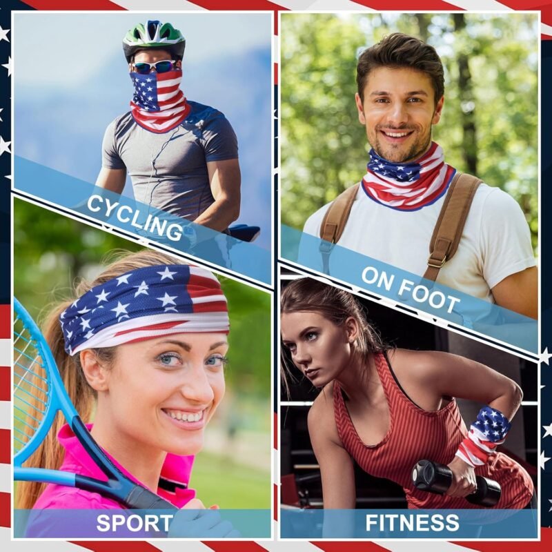 Eurzom American Flag Cooling Neck Gaiter Memorial Day Face Cover Patriotic Face Mask 4th of July Neck Mask for Men Women - Image 7