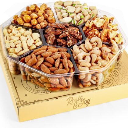 Rosie & Joy Gourmet Mixed Nuts Gift Basket | Gift Platter Includes 7 Assortments of Delicious Premium Nuts, Ideal for Day, Anniversaries & Special Occasions