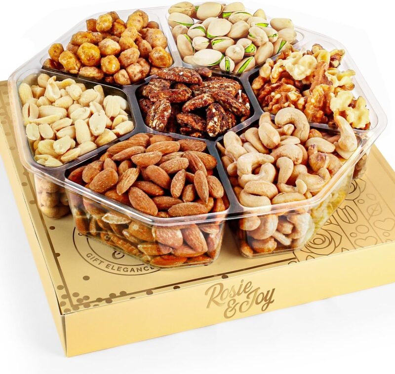 Rosie & Joy Gourmet Mixed Nuts Gift Basket | Gift Platter Includes 7 Assortments of Delicious Premium Nuts, Ideal for Day, Anniversaries & Special Occasions