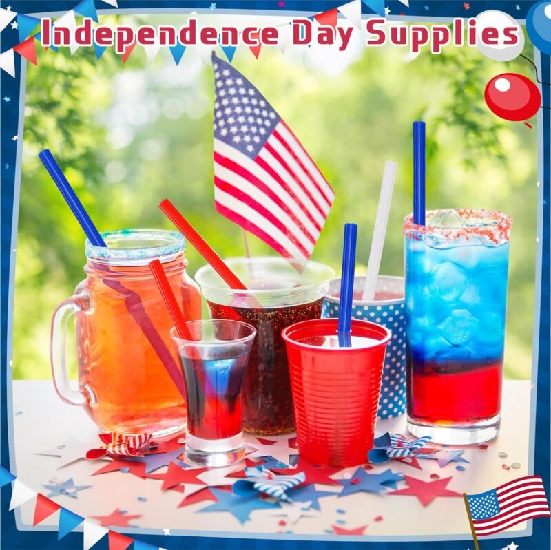 120 Pcs Independence Day Plastic Straws Red Blue White Star Shaped Straws Disposable Drinking Cute Straw for 4th of July Party Beverage Cocktail Patriotic Memorial Day Supplies - Image 5