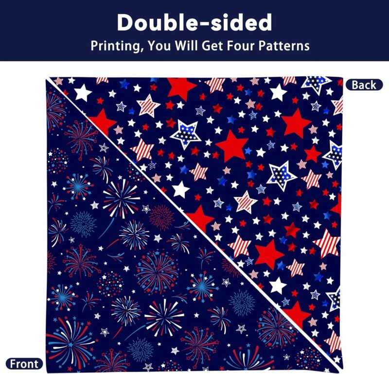 4th of July Dog Bandana Reversible 2 Pack Large, Red White and Blue Patriotic Pet Bandanas Set Adjustable Triangle Holiday Scarves for Memorial Day Medium Large Extra Large Boy Girl Dogs - Image 7