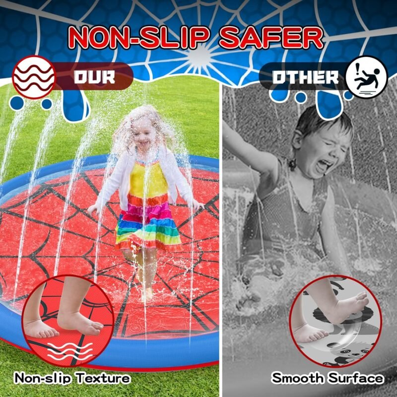 Non Slip Splash Pad for Kids and Dogs, 67'' Extra Large Splash Pad Outdoor Sprinkler for Kids, Dog Water Summer Toys Outdoor Toys for Toddlers 3-5 Ages 4-12 - Image 2