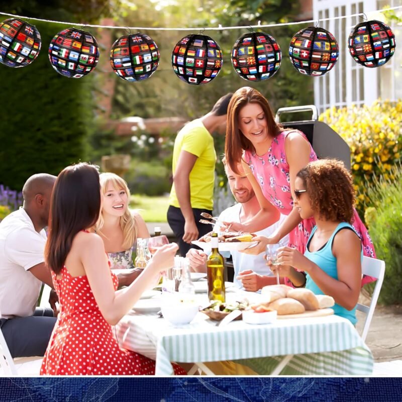 Hortsun 12 Pieces Flags of All Nations Paper Hanging Lanterns sport Decorations for Birthday Party International World Party Decor Decorative Paper Lanterns School Sports Event Festival Decoration - Image 6