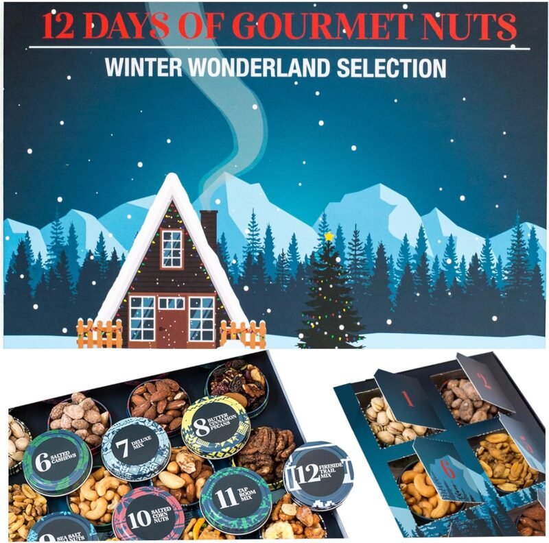 Nuts Gift Basket for Women, Men - 12 Snacks, Gift Box - Food Gifts for Men, Women, Adults, Teens, Family - Care Package Gift Idea, Gift Set