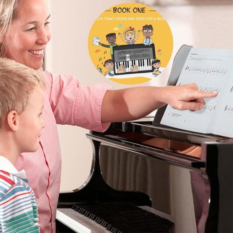 Color Piano and Keyboard Stickers and Complete Color Note Piano Music Lesson and Guide Book for Kids and Beginners; Designed and Printed in USA - Image 8