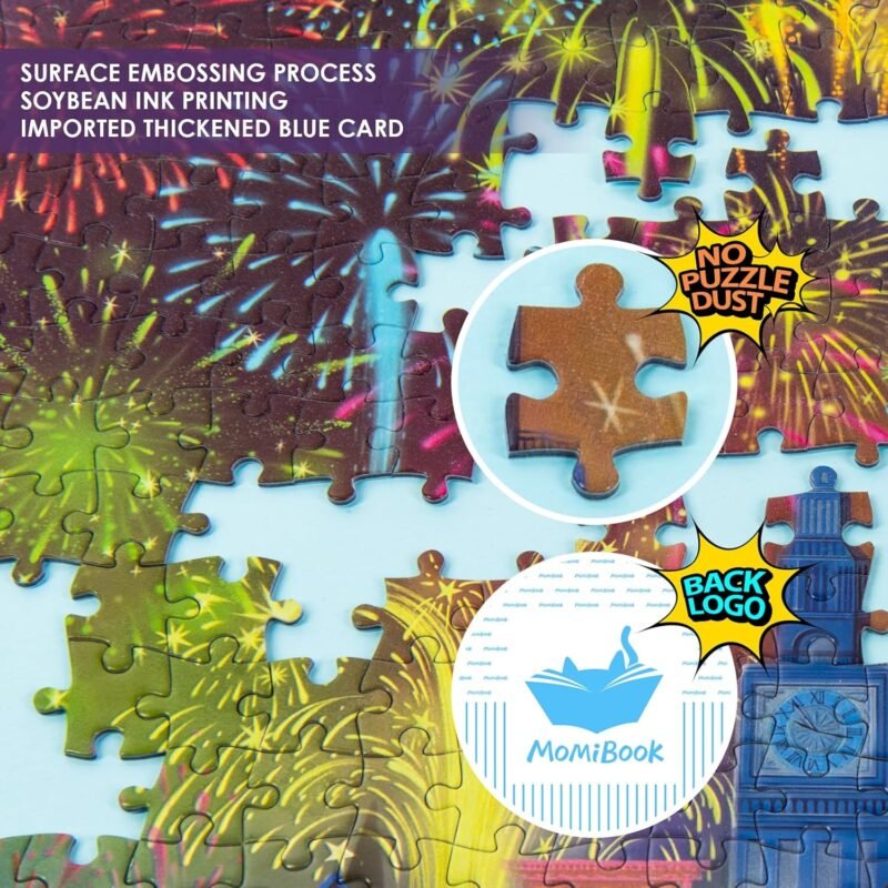 MOMIBOOK Puzzles for Adults 1000 Piece Jigsaw Puzzles of Fireworks are Gorgeous, Luminous Painting Image Difficult Challenging Hard Impossible Puzzle, Funny Toys & Games Christmas Birthday Gifts - Image 3