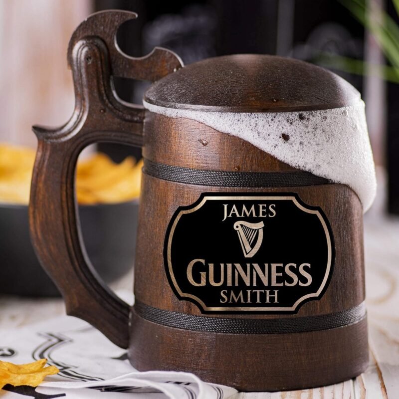 Wooden Beer Stein, Personalized Beer Mug, Custom Beer Label - Image 3