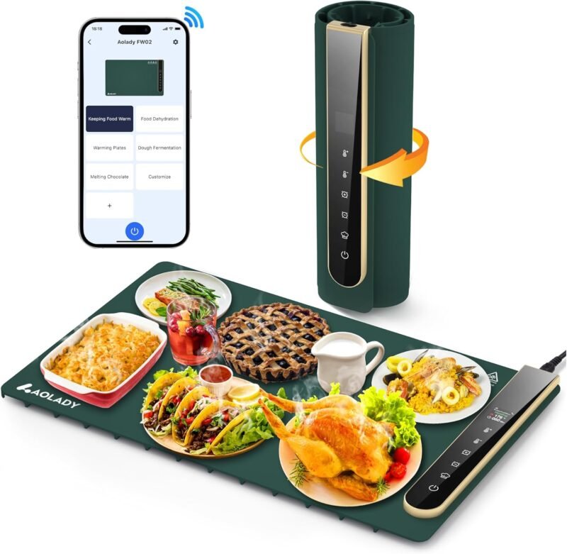 Warming Mat for Food - Portable Food Warmers for Parties with App Control - Warming Trays for Buffets Party Home Essentials Kitchen Gadgets House Warming Gifts New Home Fathers Day Dad Gifts