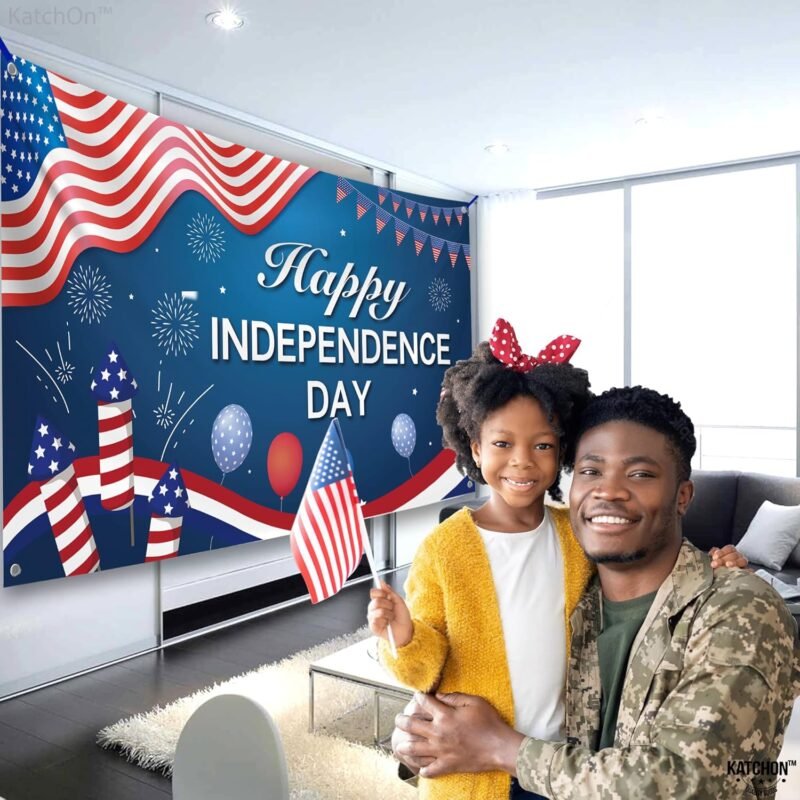 KatchOn, XtraLarge Happy Independence Day Banner - 72x44 Inch | 4th of July Banner, Independence Day Decorations | 4th of July Backdrop, 4th of July Decorations - Image 8