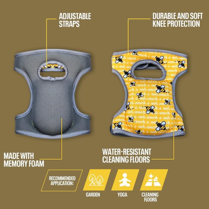 Bee's Knees Cleaning Knee Pads! Great Gift with Soft Foam and NEW LONGER Adjustable Straps, Durable and Soft Knee Protection. Water-Resistant Cleaning Floors, Working in Garden, Yoga, Gardening - Image 4