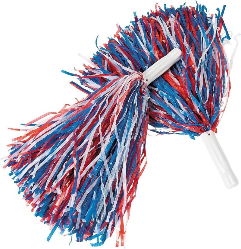 Red, White and Blue Pom Poms, 12 Pieces - Fourth of July and Cheer Party Supplies