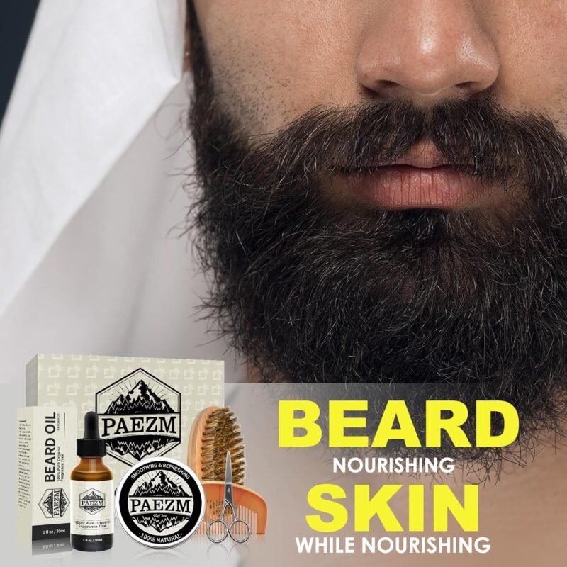 5 Piece Beard Grooming Kit for Men, including All Natural Beard Oil, Beard Balm with Sweet Orange Scent, Comb, Scissors, Storage Bag, Beard Care Set Christmas Birthday Father's Day Gift for Him - Image 6