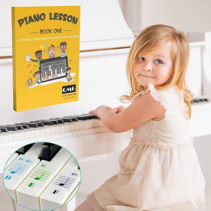 Color Piano and Keyboard Stickers and Complete Color Note Piano Music Lesson and Guide Book for Kids and Beginners; Designed and Printed in USA - Image 6