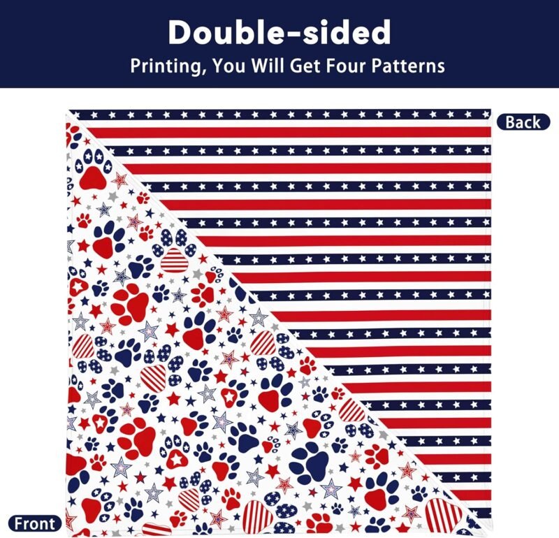 4th of July Dog Bandana Reversible 2 Pack Large, Red White and Blue Patriotic Pet Bandanas Set Adjustable Triangle Holiday Scarves for Memorial Day Medium Large Extra Large Boy Girl Dogs - Image 6