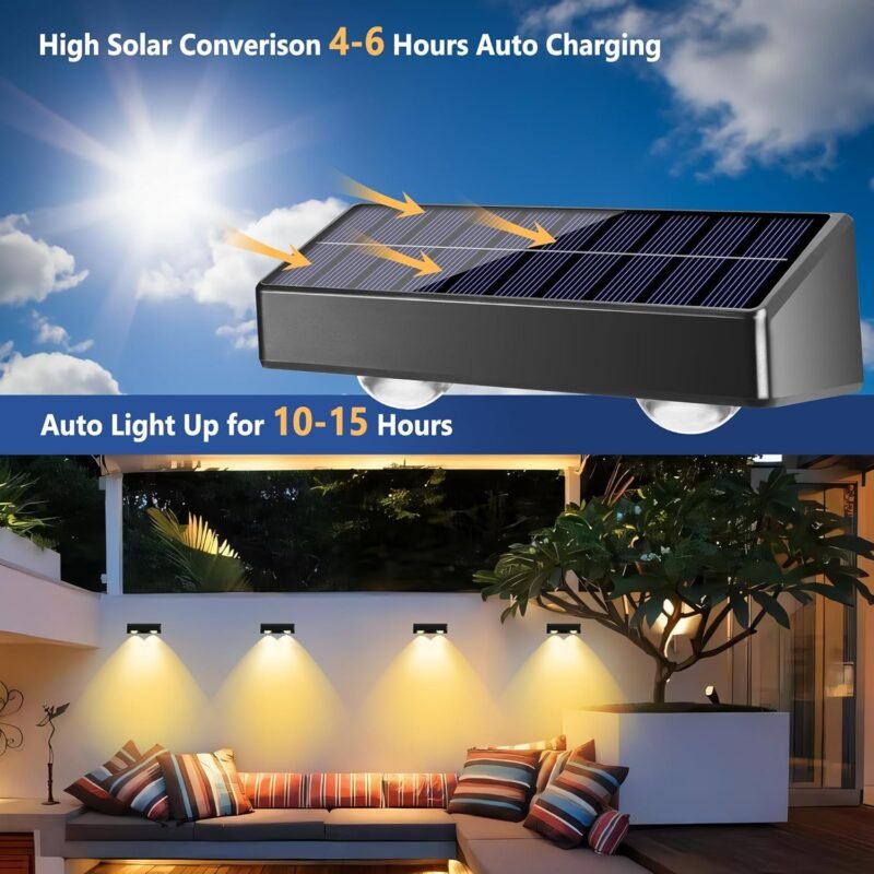 Brizled Solar Fence Lights Outdoor, 8 Pack 11 Modes & 9 Colors - Warm White/Cool White/RGB Color Changing Solar Wall Lights, 100 Lumens IP65 Waterproof Outdoor Lighting for Railing Wall Fence Deck - Image 5