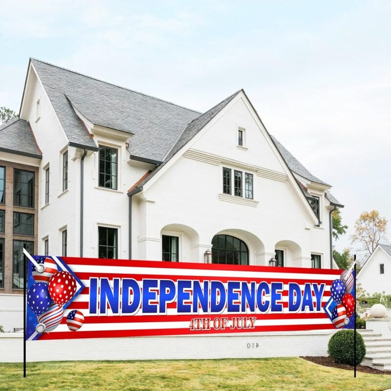 YQUQWN, 4th of July Banner - 120 x 20 Inch, Independence Day Banner for Independence Day Decorations, Independence Day Outdoor Backdrop Yard Sign Patriotic Hanging Decor, 4th of July Party Supplies - Image 6