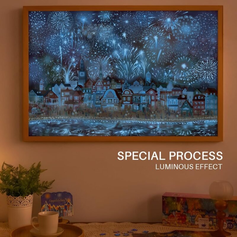MOMIBOOK Puzzles for Adults 1000 Piece Jigsaw Puzzles of Fireworks are Gorgeous, Luminous Painting Image Difficult Challenging Hard Impossible Puzzle, Funny Toys & Games Christmas Birthday Gifts - Image 7
