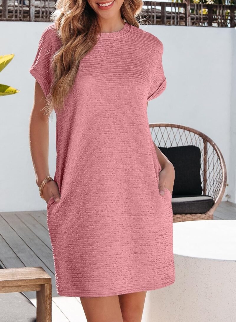 EVALESS Womens Summer Dresses Fashion 2025 Short Sleeve Spring Mini Dress Casual Beach Vacation Clothes Dresses - Image 5