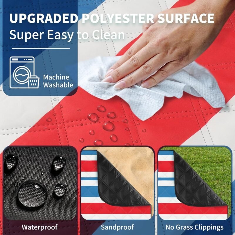 ANJ Outdoors (2025 Upgrade) Extra Large Waterproof Picnic Blankets | Foldable Sandproof Beach Blanket N Outdoor Blanket | 5-Layer Machine Washable Soft Picnic Mat for Camping, Grass, Park N Stadium - Image 6