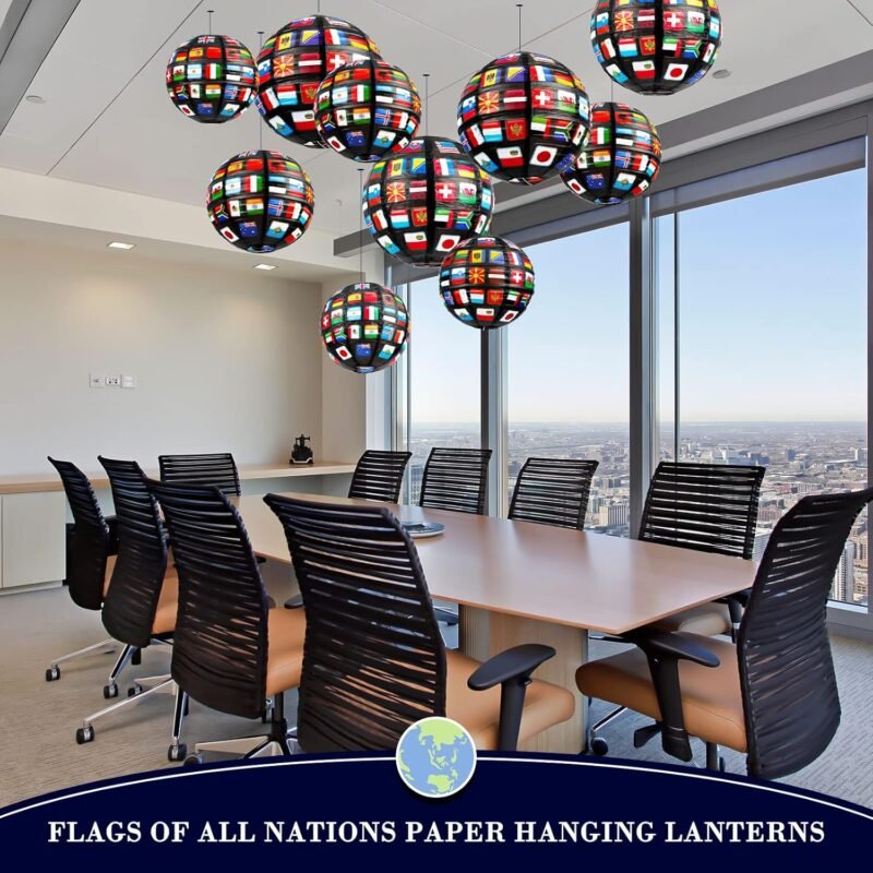 Hortsun 12 Pieces Flags of All Nations Paper Hanging Lanterns sport Decorations for Birthday Party International World Party Decor Decorative Paper Lanterns School Sports Event Festival Decoration - Image 7