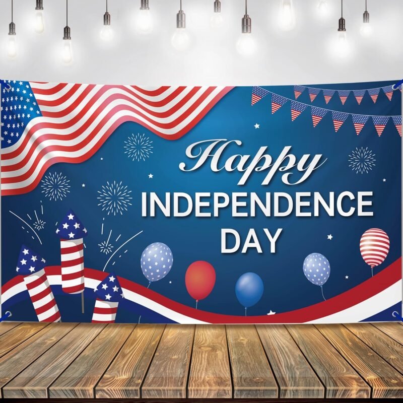 KatchOn, XtraLarge Happy Independence Day Banner - 72x44 Inch | 4th of July Banner, Independence Day Decorations | 4th of July Backdrop, 4th of July Decorations