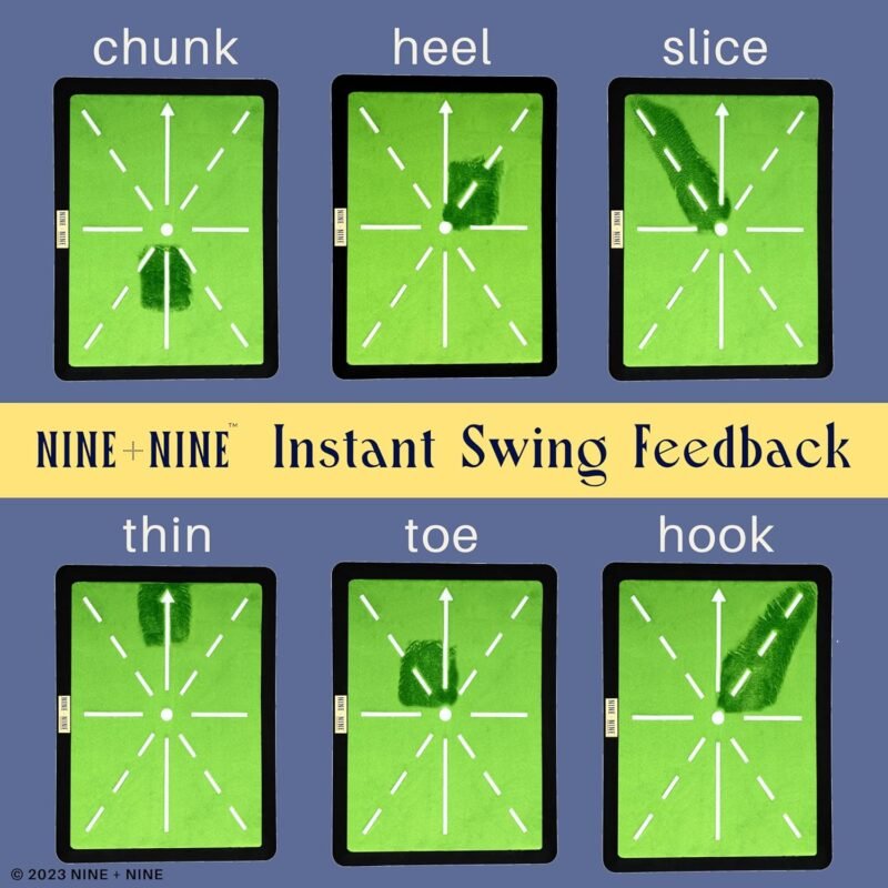 Golf Hitting Mat - Premium Swing Training Mat - Golf Swing Trainer for Path Detection, Fathers Day Golf Gifts -Upgraded 16"x12" with Replaceable Mat, NINE + NINE - Image 6