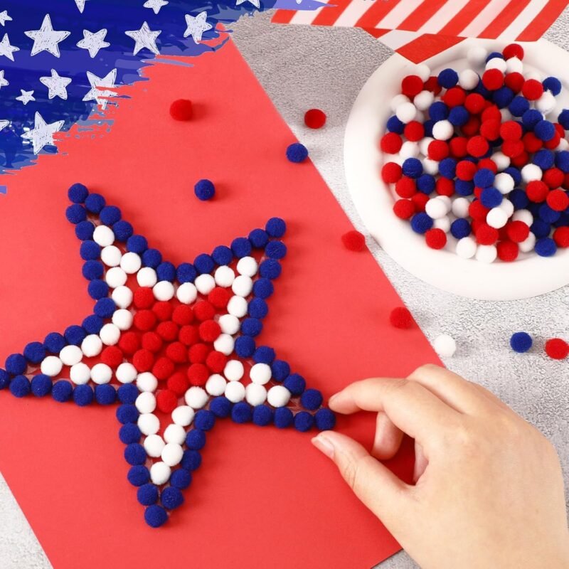 SEPGLITTER Red White Blue Pom Poms Balls, 1000Pcs 1 cm/0.4inch 4th of July Pom Poms Balls for Independence Day Patriotic Veterans Party Memorial Crafts Making DIY Holiday Decorations Supplies - Image 3