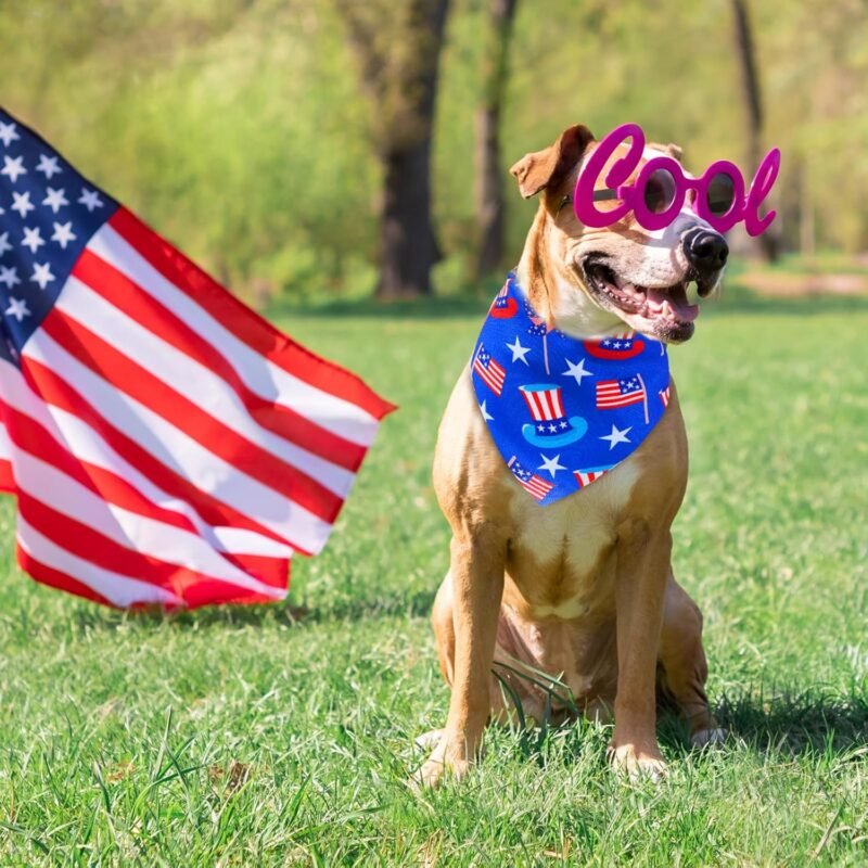 72 Pcs 4th of July Dog Bandanas Bulk Independence Day Triangle Scarf Patriotic Cat Bibs Puppy Scarf Red White and Blue Pet Bandanas for Puppy Cat Birthday Party Costume - Image 5