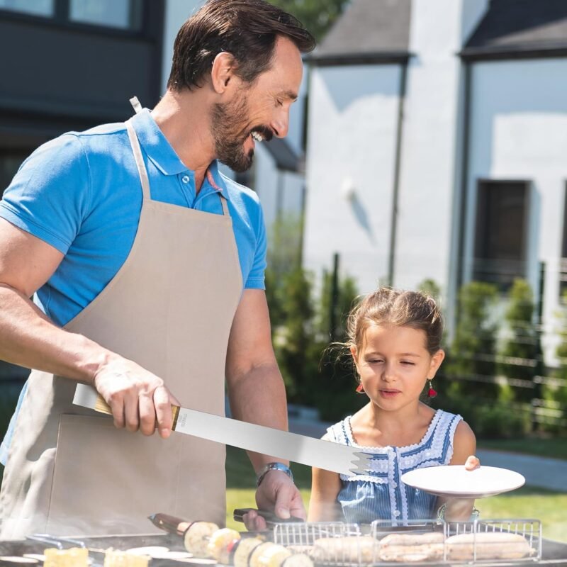 Haooryx Father's Day Grill Tools - 3Pcs Super Daddio Stainless Steel Grill Accessories Kit Tong Fork Spatula Top Chef Best Papa Dad Birthday Gift Outdoor BBQ Barbecue Camping Party Daddio Of The Patio - Image 6