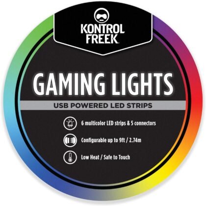 KontrolFreek Gaming Lights: LED Strip Lights, USB Powered with Controller, 3M Adhesive for TV, Console, PC, Wall (9 ft)