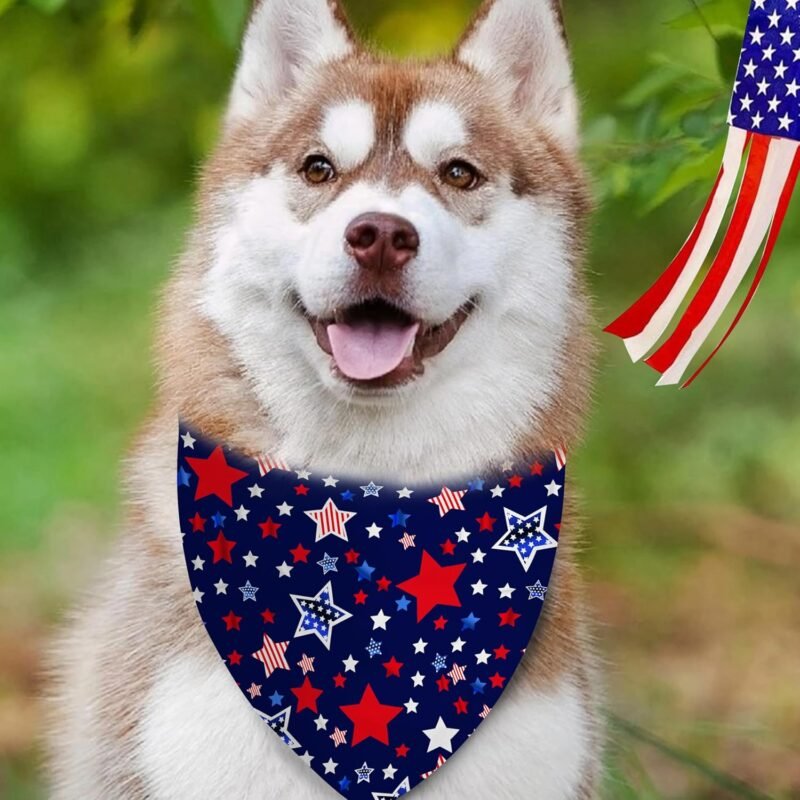 4th of July Dog Bandana Reversible 2 Pack Large, Red White and Blue Patriotic Pet Bandanas Set Adjustable Triangle Holiday Scarves for Memorial Day Medium Large Extra Large Boy Girl Dogs - Image 4