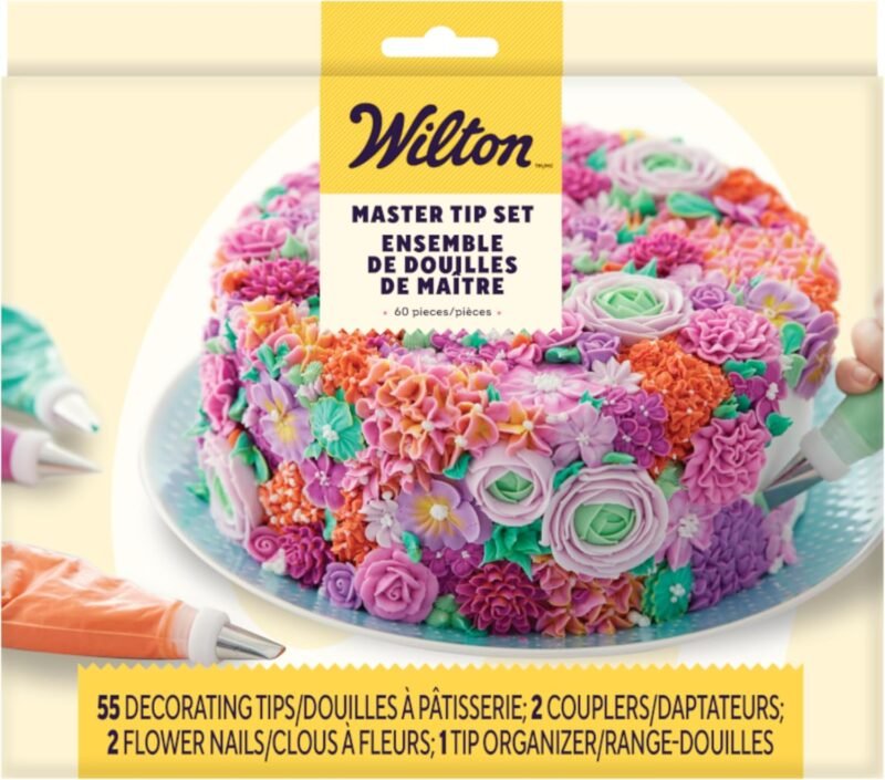 Wilton Master Cake Decorating Piping Tips Variety Set, Stainless Steel Cake & Cupcake Decorating Kit with Storage Case, 55 Piece