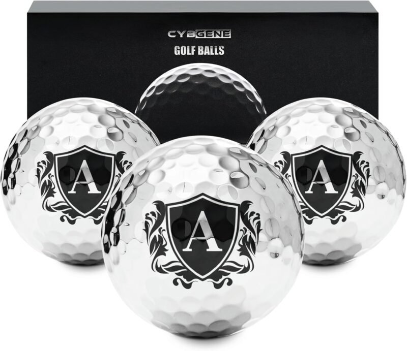 Personalized Golf Balls for Men, Unique Golf Gifts, Cool Accessories for Golfers, Golf Lovers, for Birthday and Christmas, Silver
