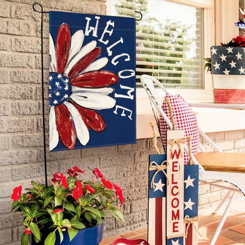 AVOIN colorlife Patriotic 4th of July Garden Flag 12x18 Inch Double Sided Outside, Memorial Day Floral Welcome Daisy Yard Outdoor Decoration - Image 4