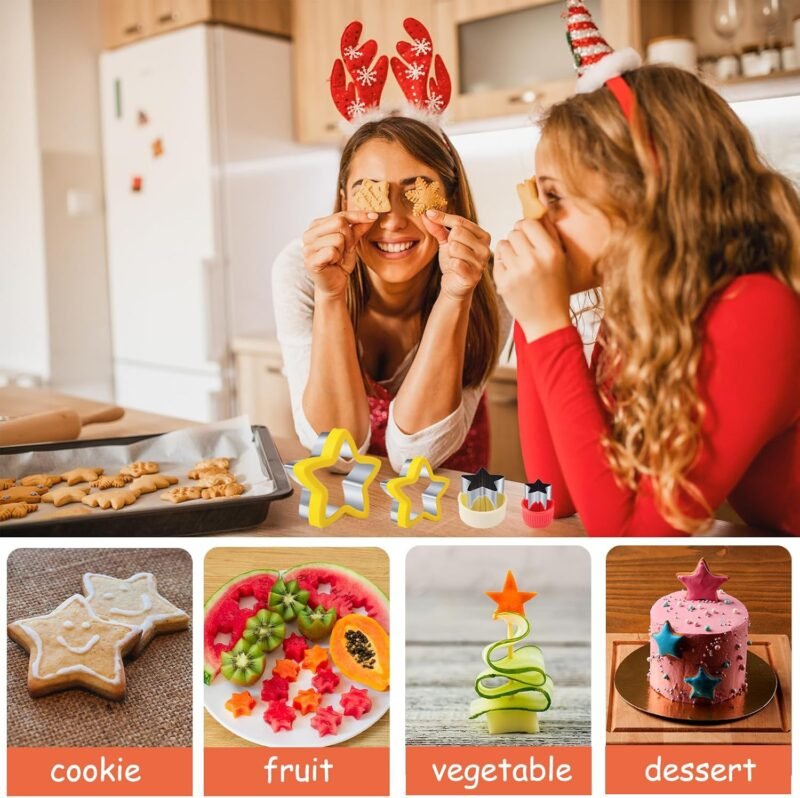 Star Cookie Cutters 4 Pcs, Kimfead Sandwich Cutter for Kids Lunch, Vegetable Fruit Cutters Shapes, Stainless Steel Biscuit Cutters for Children Boys Girls - Image 6