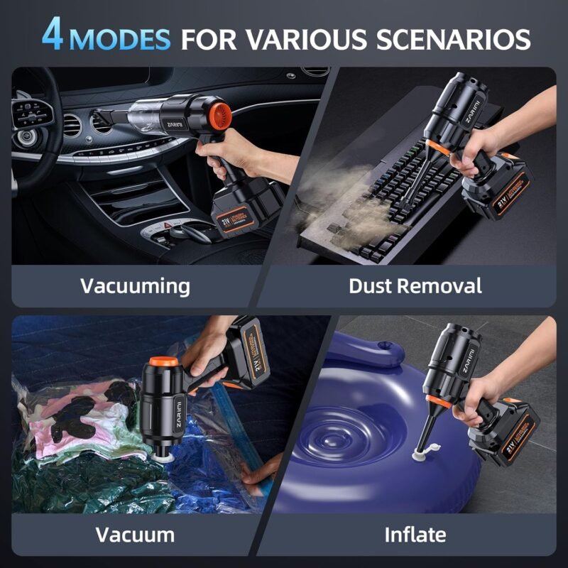 Car Vacuum Portable Cordless, 40000Pa High Power Dust Buster, 6-in-1 Handheld Vacuum Cleaners for Home, Car, Pet Hair, Keyboard, Black - Image 4