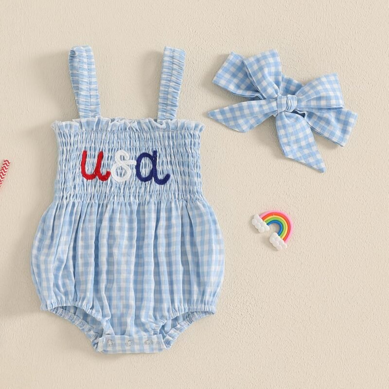 Kuriozud 4th of July Outfits Baby Girl USA Romper Fourth of July Onesie Independence Day Bodysuit Memorial Day Clothes - Image 2