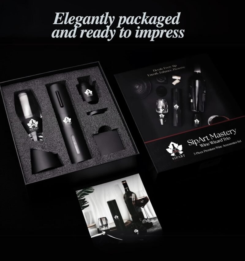 Electric Wine Opener Set - 5-in-1 Premium Wine Gift Set with Electric Opener, Aerator, Stopper, Foil Cutter & Gift Box– Rechargeable Wine Bottle Opener for Opening,Pouring & Preserving - Image 2