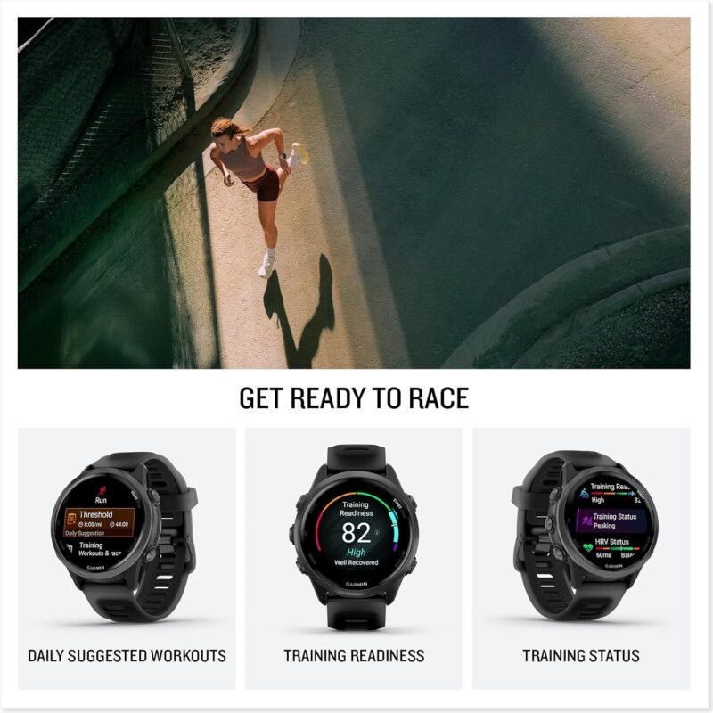 Garmin® Forerunner® 570, 42mm, Advanced GPS Running and Triathlon Smartwatch, AMOLED Display, Training and Recovery Features, Slate Gray Aluminum with Translucent Black/Black Band - Image 4